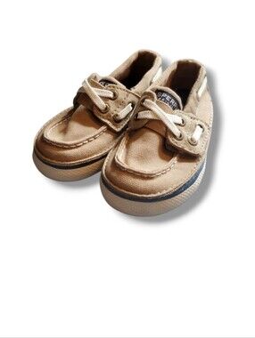 Sperry Tan Canvas Kids Boat Shoes